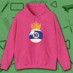 Table Royalty Hoodie, in Heliconia color, billiards shirt, front view