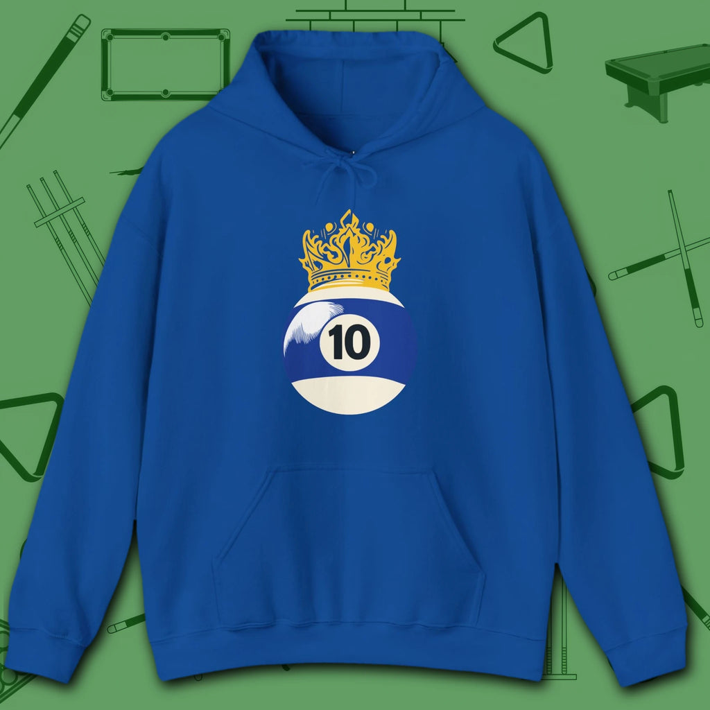 Table Royalty Hoodie, in Royal color, billiards shirt, front view