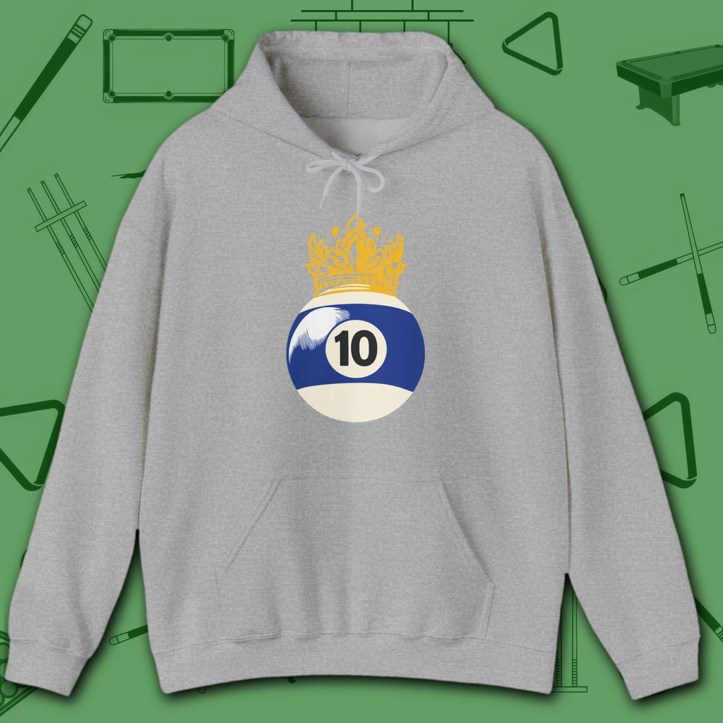 Table Royalty Hoodie, in Sport Grey color, billiards shirt, front view