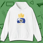 Table Royalty Hoodie, in White color, billiards shirt, front view