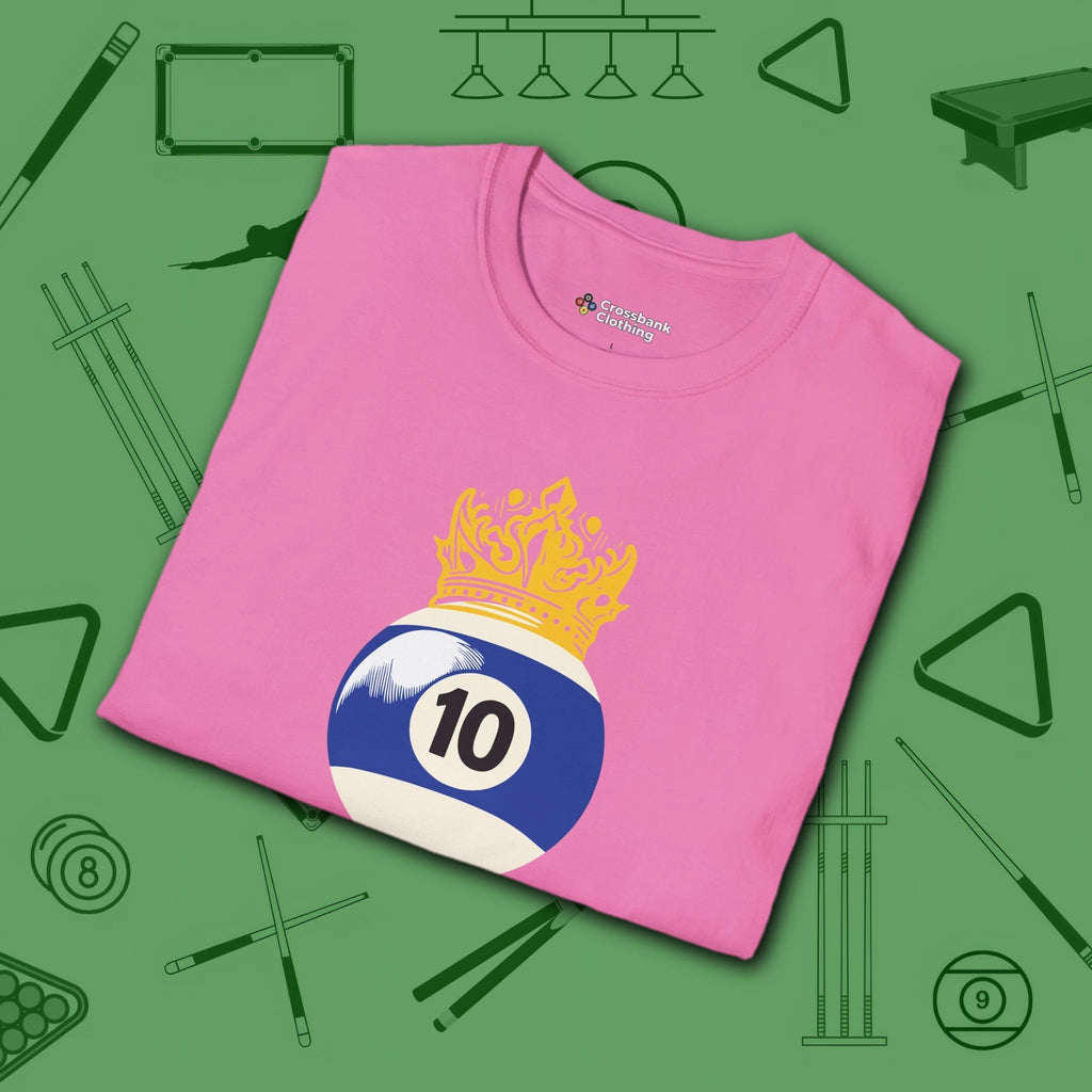 Table Royalty T-Shirt, in Azalea color, billiards shirt, folded view