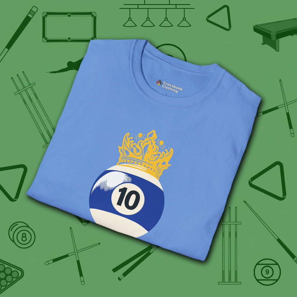 Table Royalty T-Shirt, in Carolina Blue color, billiards shirt, folded view