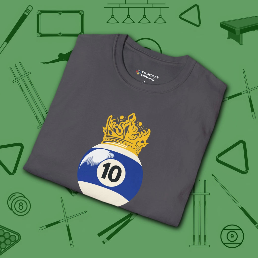 Table Royalty T-Shirt, in Charcoal color, billiards shirt, folded view