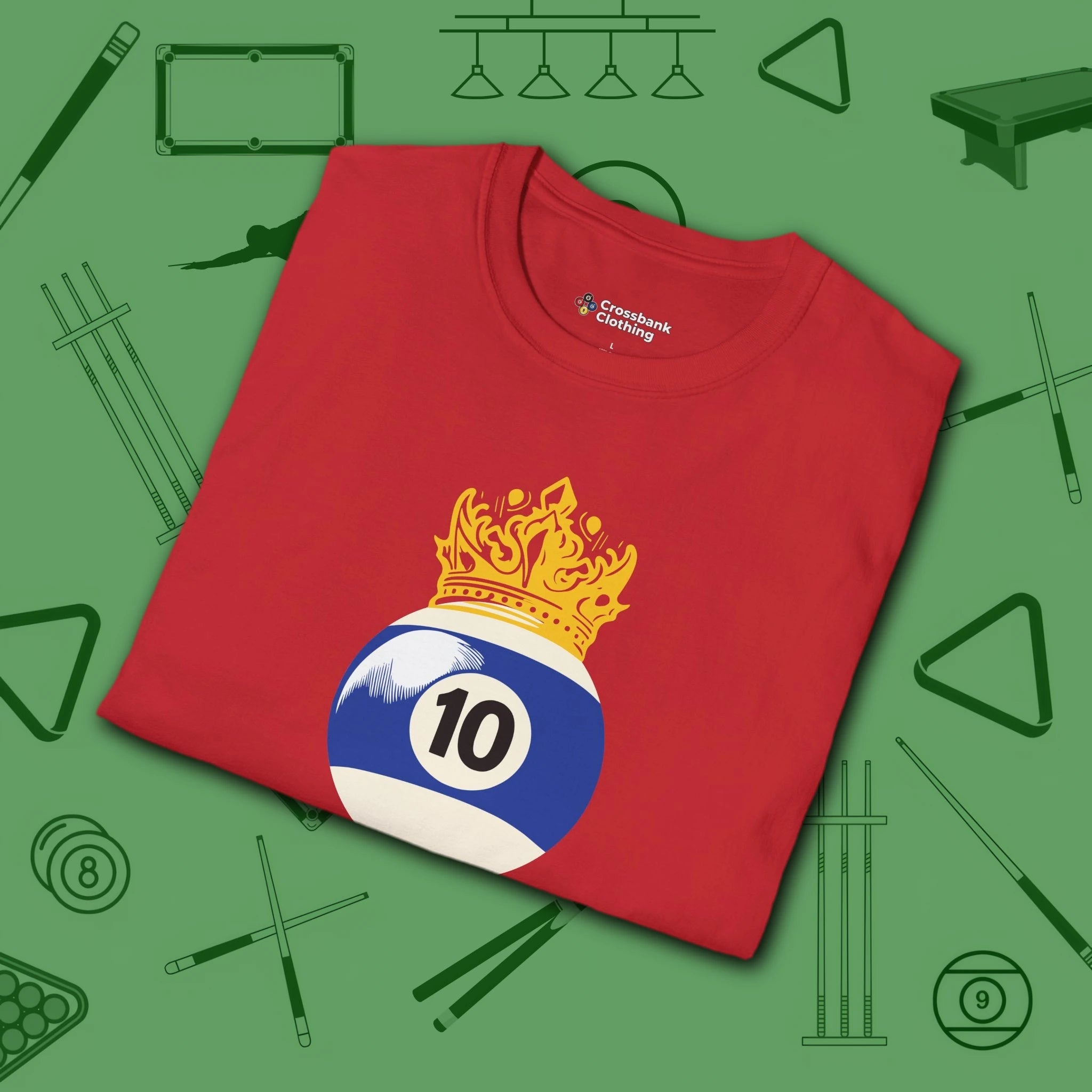 Table Royalty T-Shirt, in Red color, billiards shirt, folded view