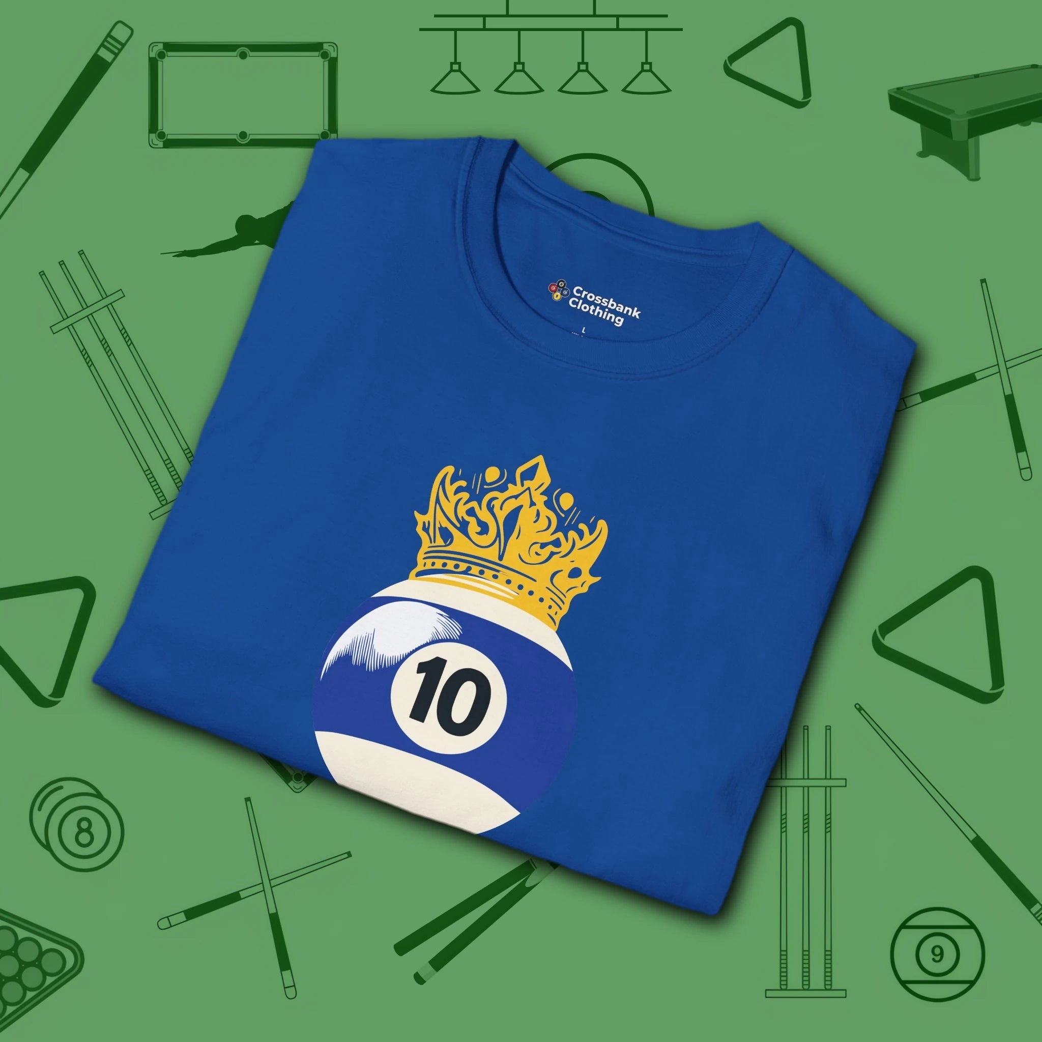 Table Royalty T-Shirt, in Royal color, billiards shirt, folded view