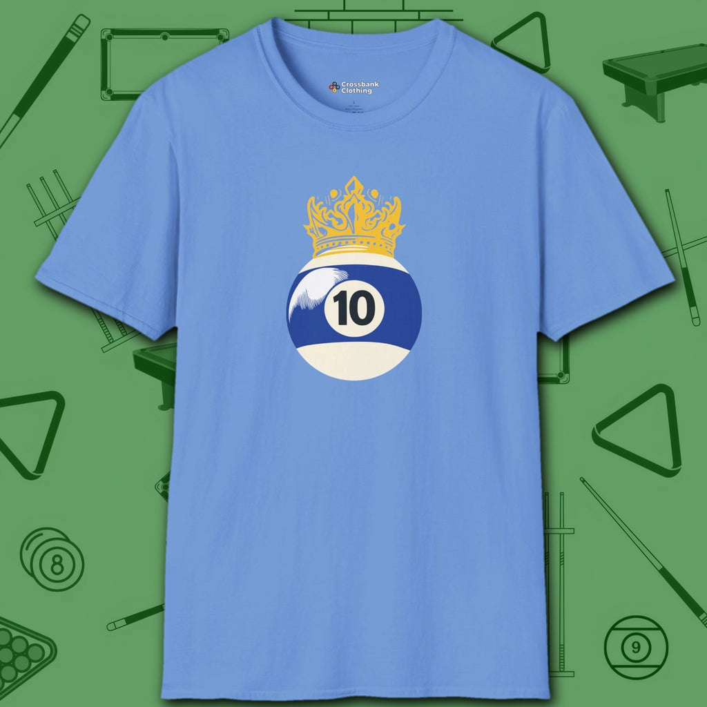 Table Royalty T-Shirt, in Carolina Blue color, billiards shirt, front view