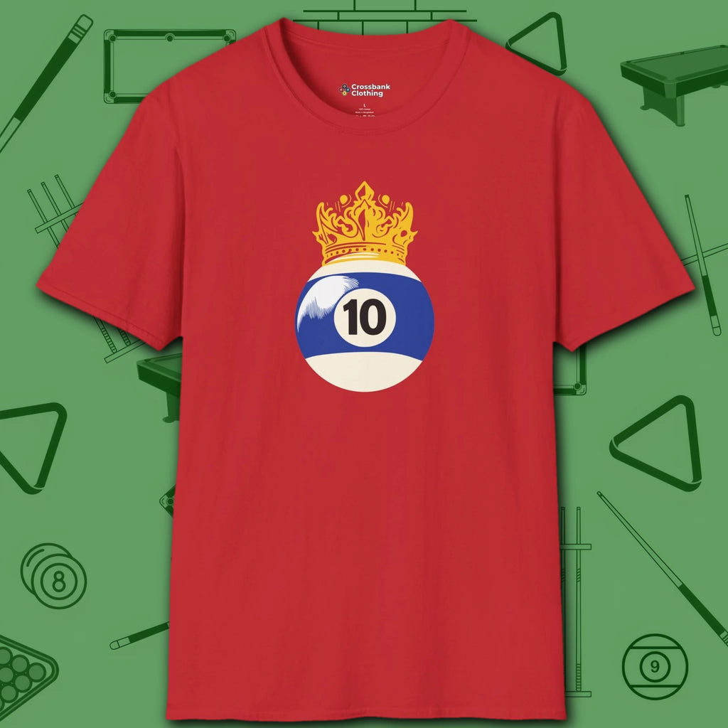 Table Royalty T-Shirt, in Red color, billiards shirt, front view