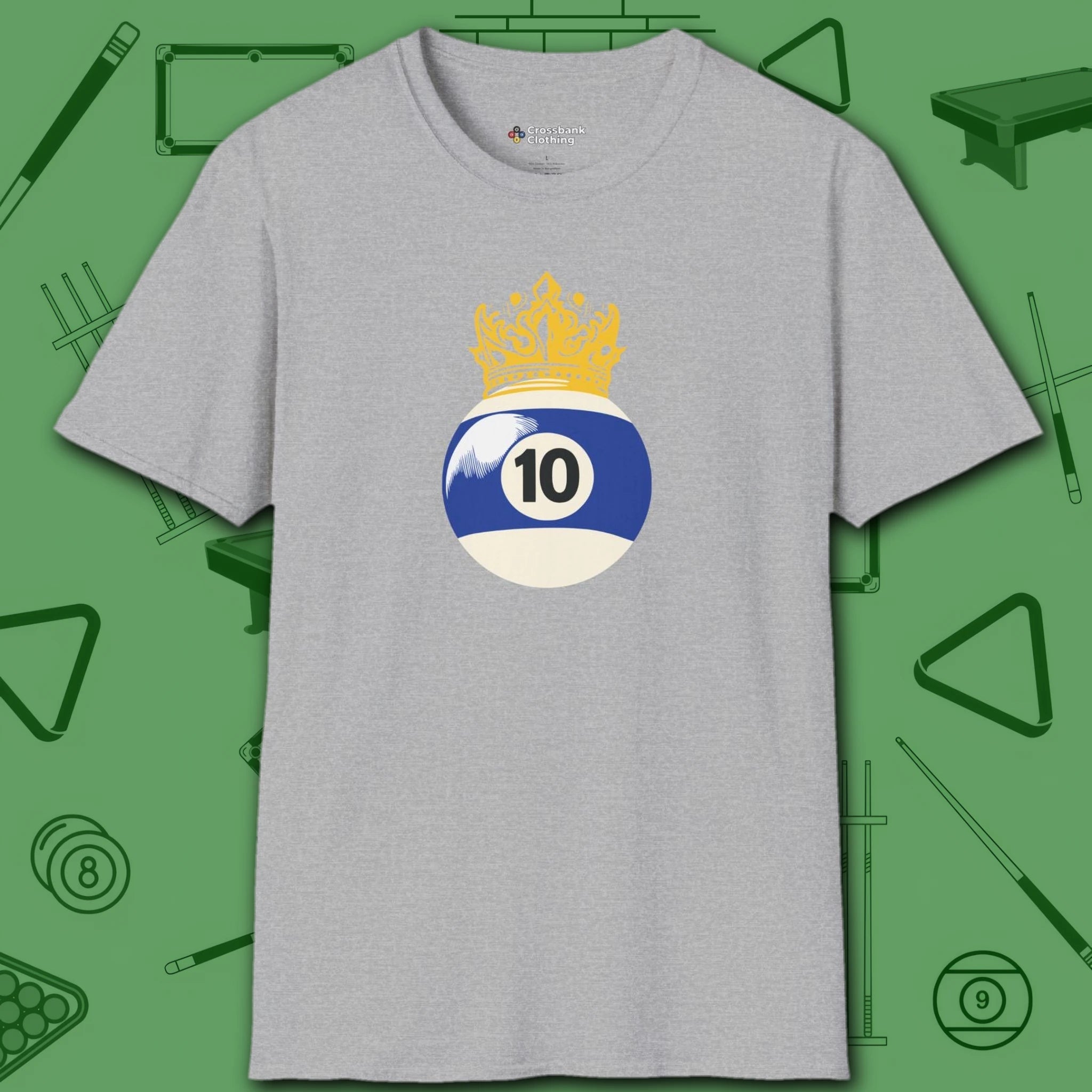 Table Royalty T-Shirt, in Sport Grey color, billiards shirt, front view