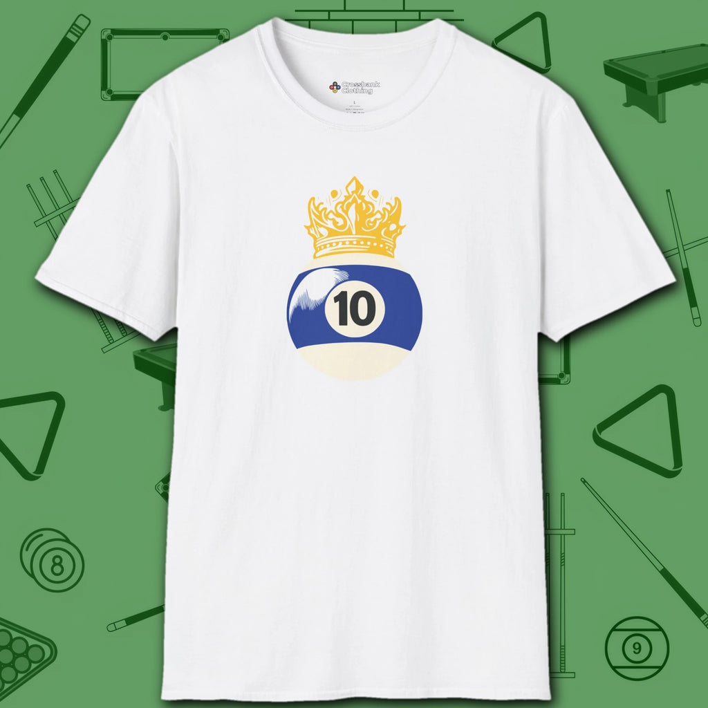 Table Royalty T-Shirt, in White color, billiards shirt, front view