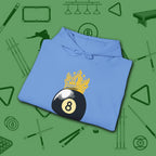 Table Royalty Hoodie, in Carolina Blue color, billiards shirt, folded view