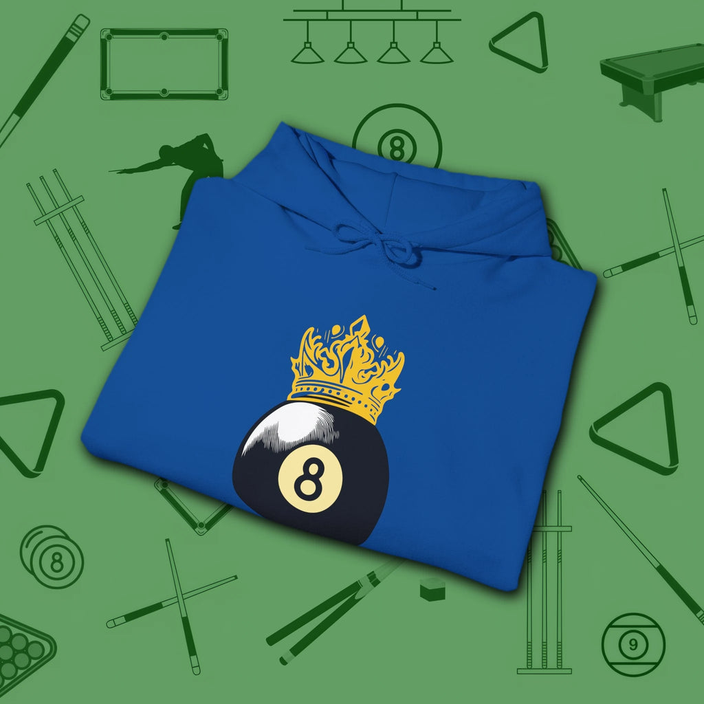 Table Royalty Hoodie, in Royal color, billiards shirt, folded view