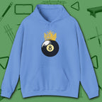 Table Royalty Hoodie, in Carolina Blue color, billiards shirt, front view