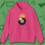 Table Royalty Hoodie, in Heliconia color, billiards shirt, front view