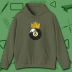 Table Royalty Hoodie, in Military Green color, billiards shirt, front view