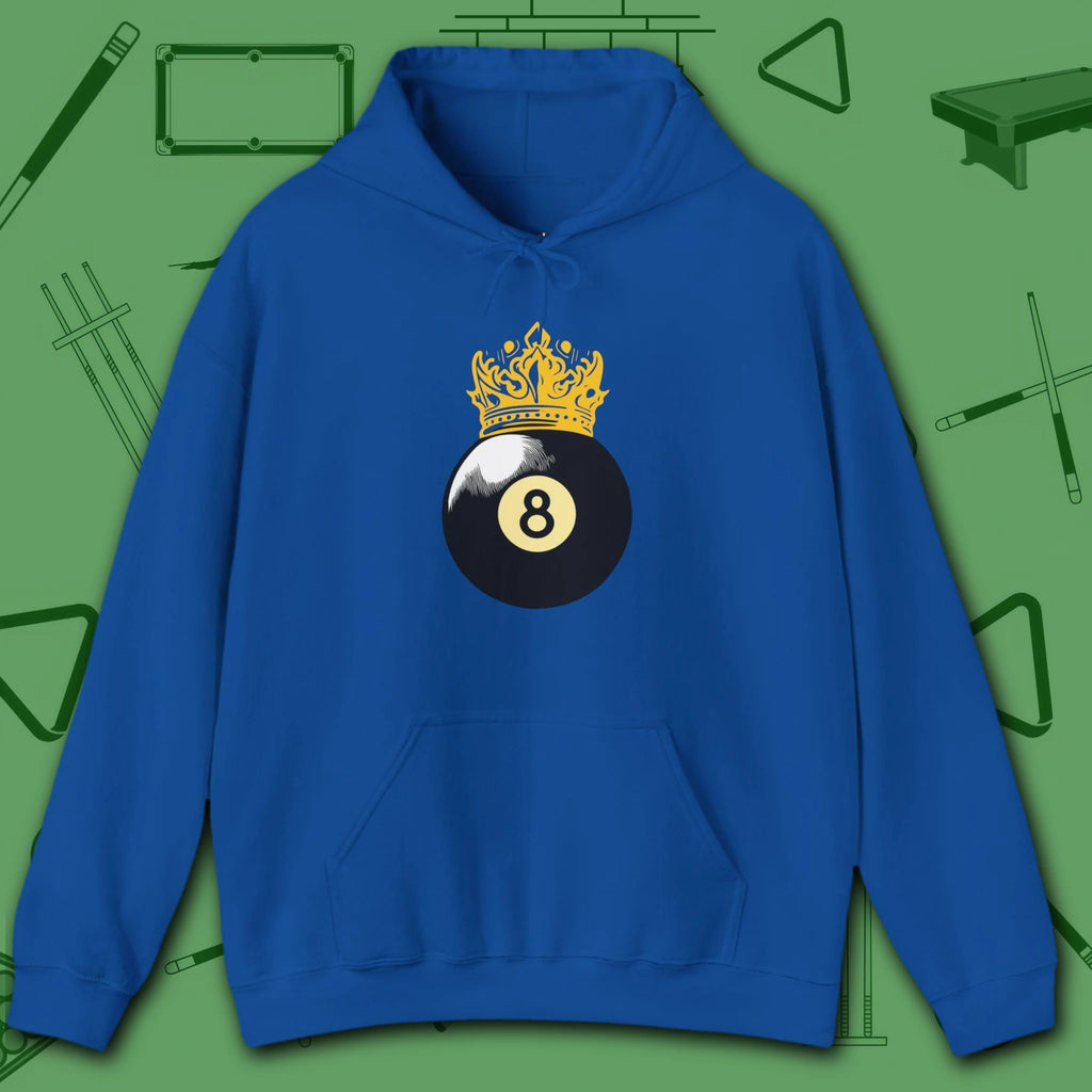 Table Royalty Hoodie, in Royal color, billiards shirt, front view