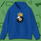 Table Royalty Hoodie, in Royal color, billiards shirt, front view