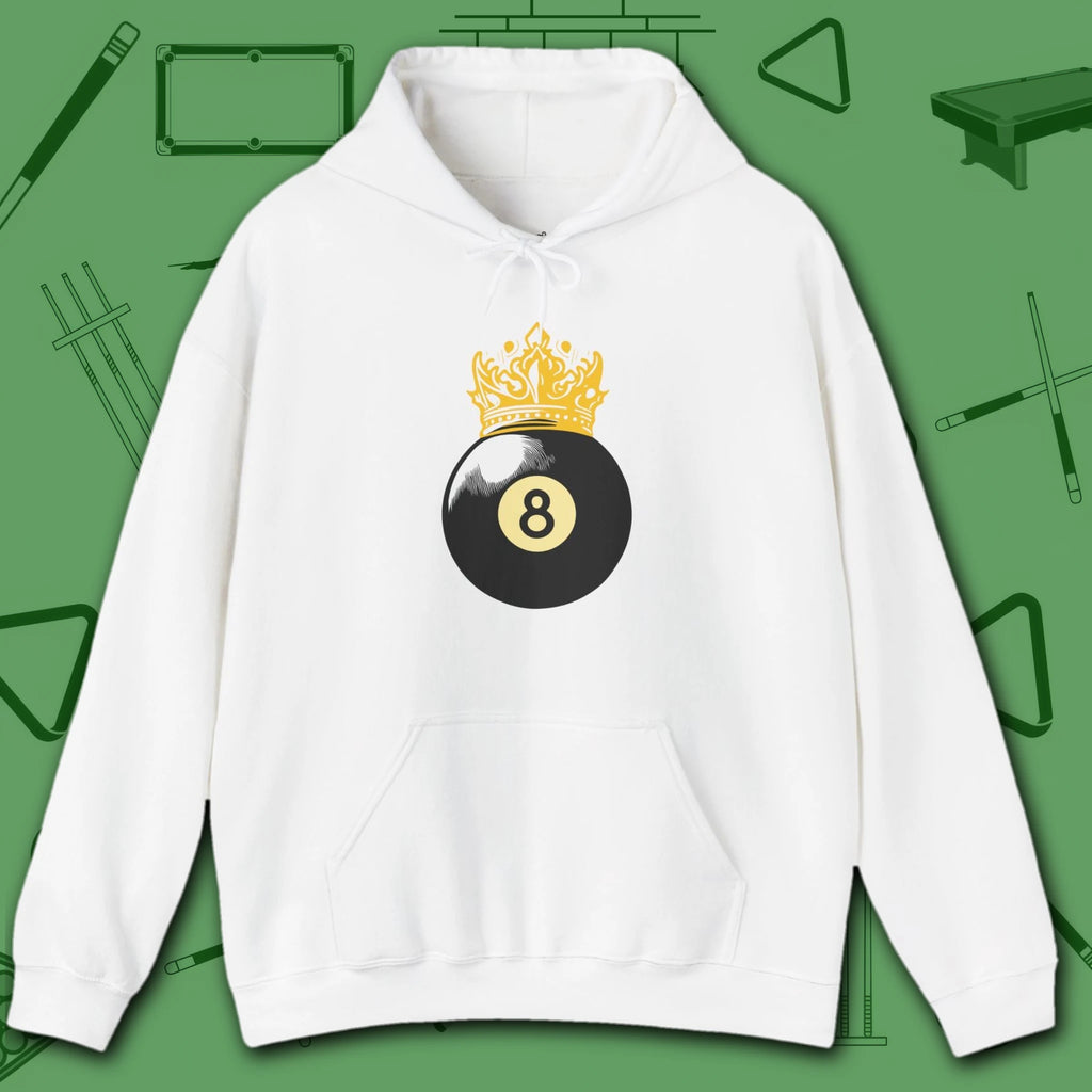Table Royalty Hoodie, in White color, billiards shirt, front view