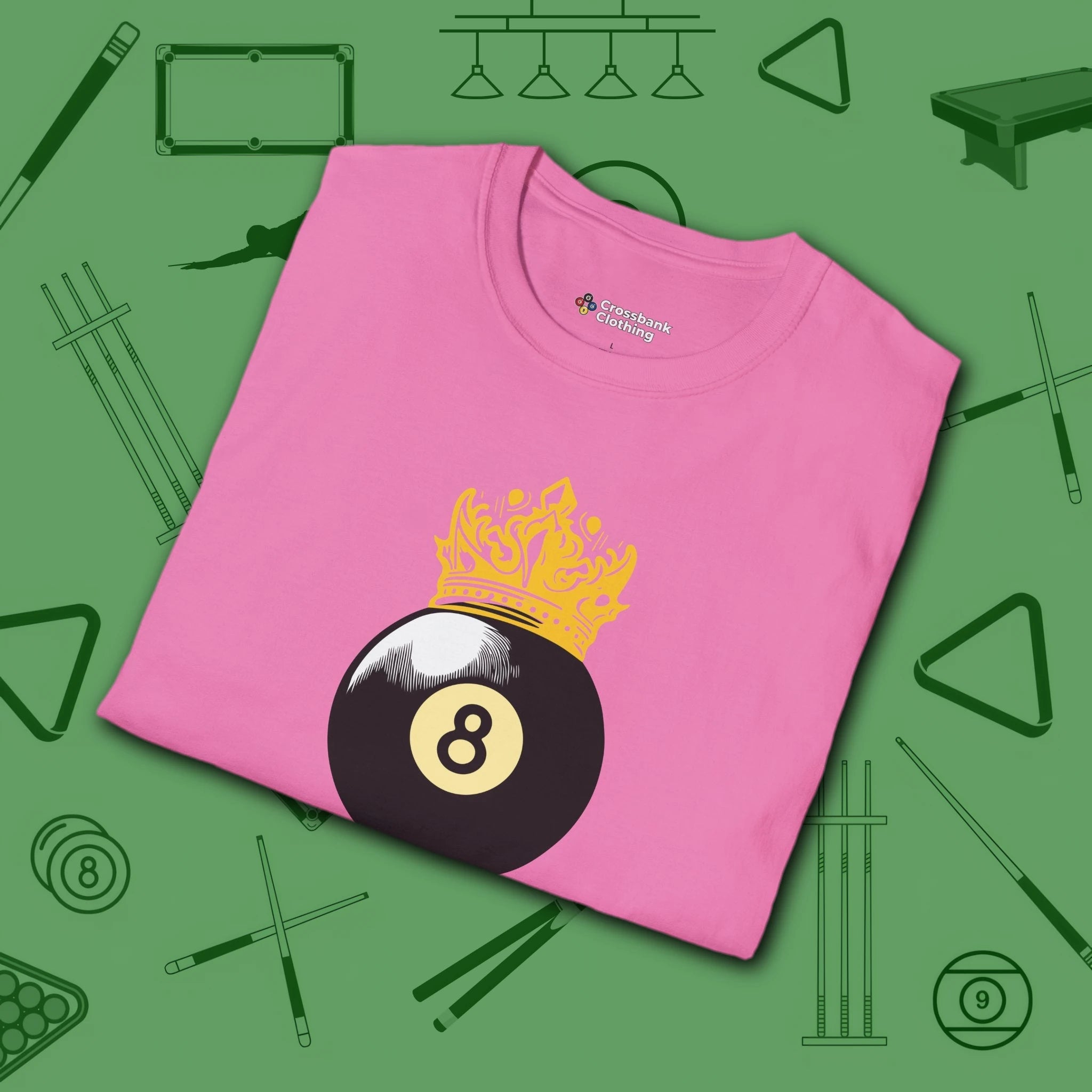 Table Royalty T-Shirt, in Azalea color, billiards shirt, folded view