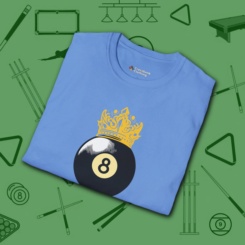 Table Royalty T-Shirt, in Carolina Blue color, billiards shirt, folded view