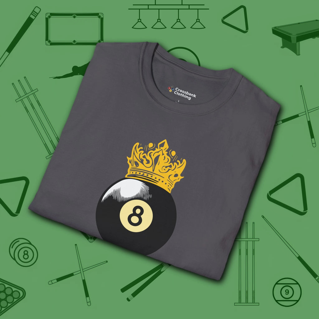 Table Royalty T-Shirt, in Charcoal color, billiards shirt, folded view