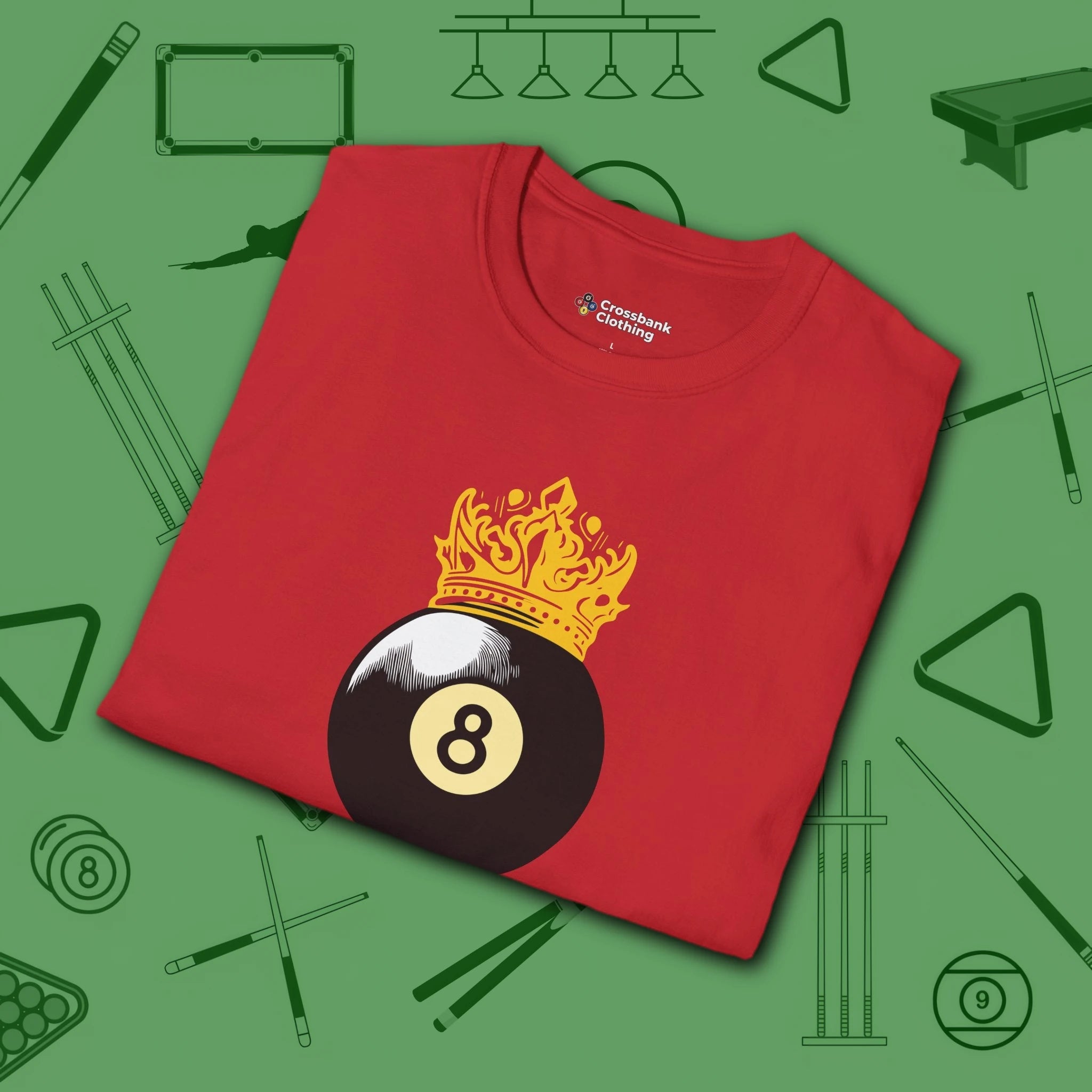 Table Royalty T-Shirt, in Red color, billiards shirt, folded view