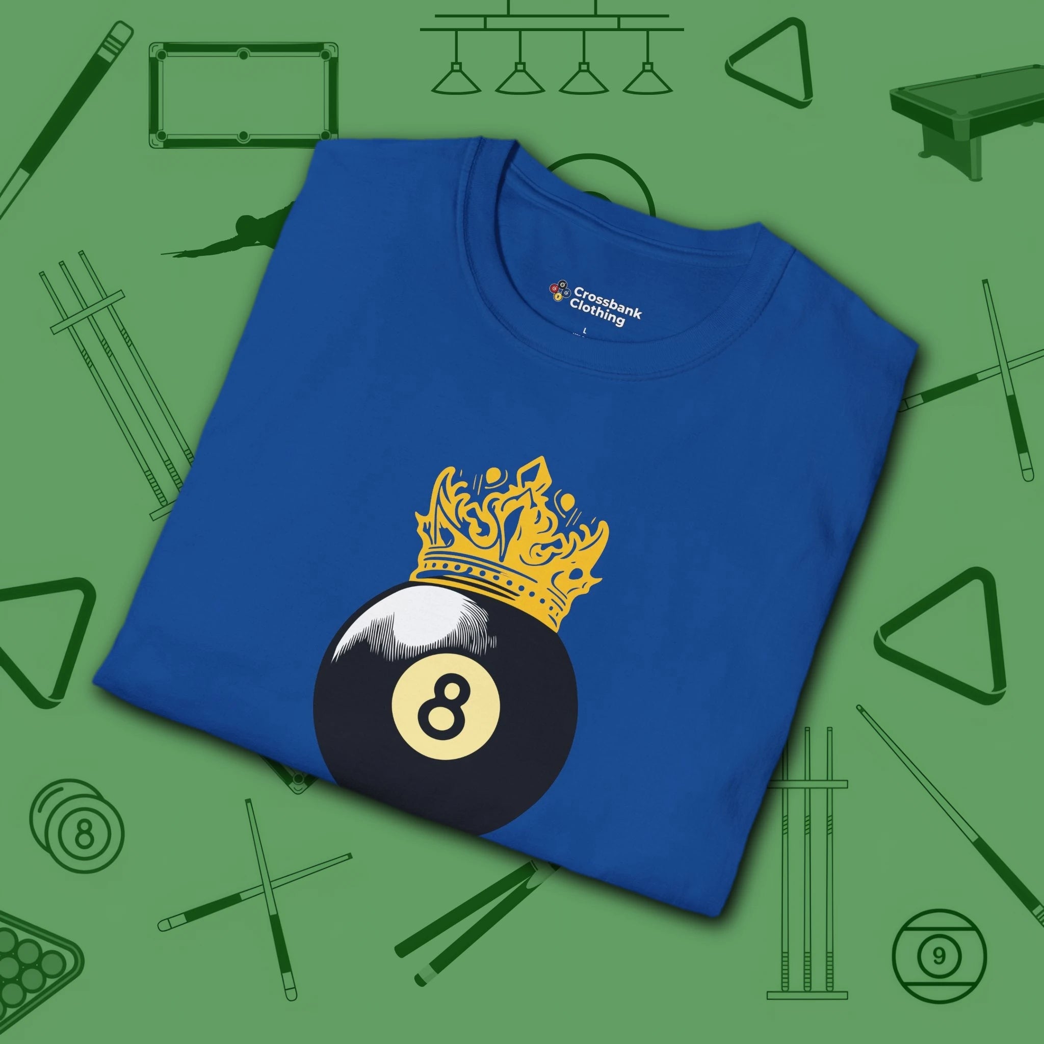 Table Royalty T-Shirt, in Royal color, billiards shirt, folded view