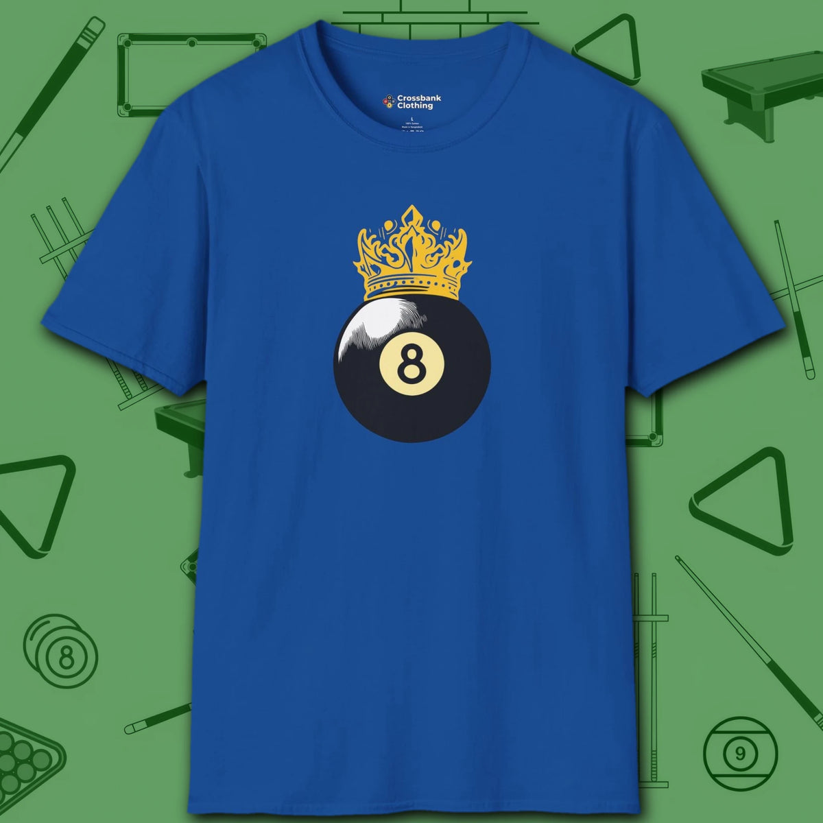 Table Royalty T-Shirt, in Royal color, billiards shirt, front view
