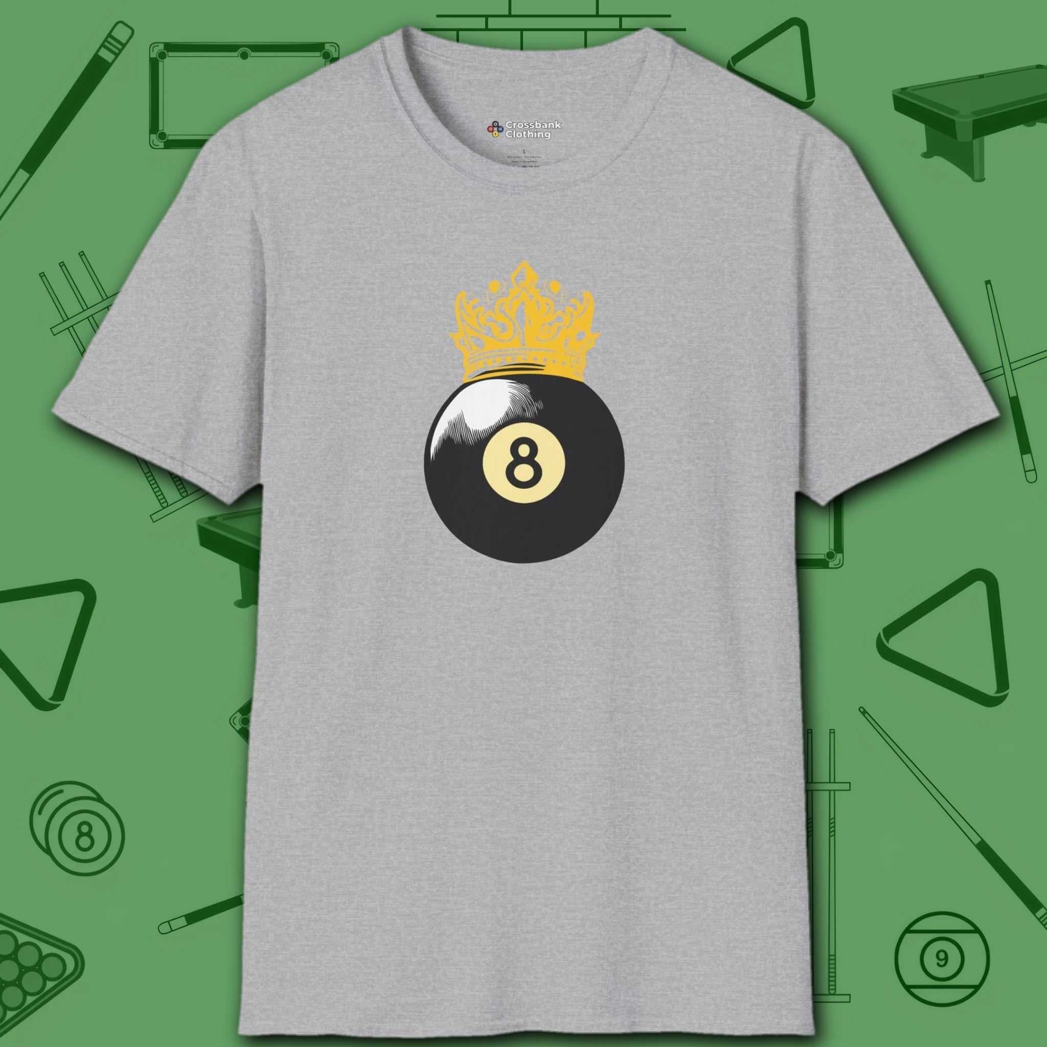 Table Royalty T-Shirt, in Sport Grey color, billiards shirt, front view