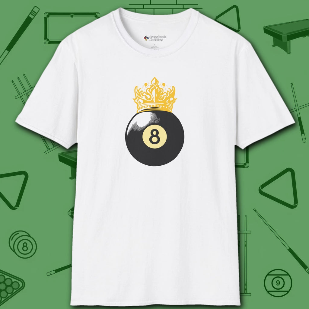 Table Royalty T-Shirt, in White color, billiards shirt, front view