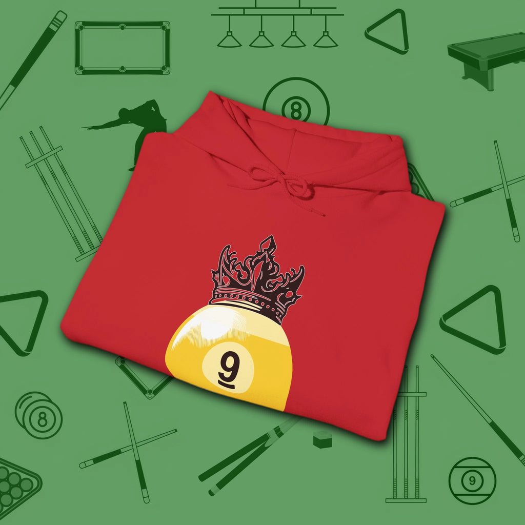 Table Royalty Hoodie, in Red color, billiards shirt, folded view