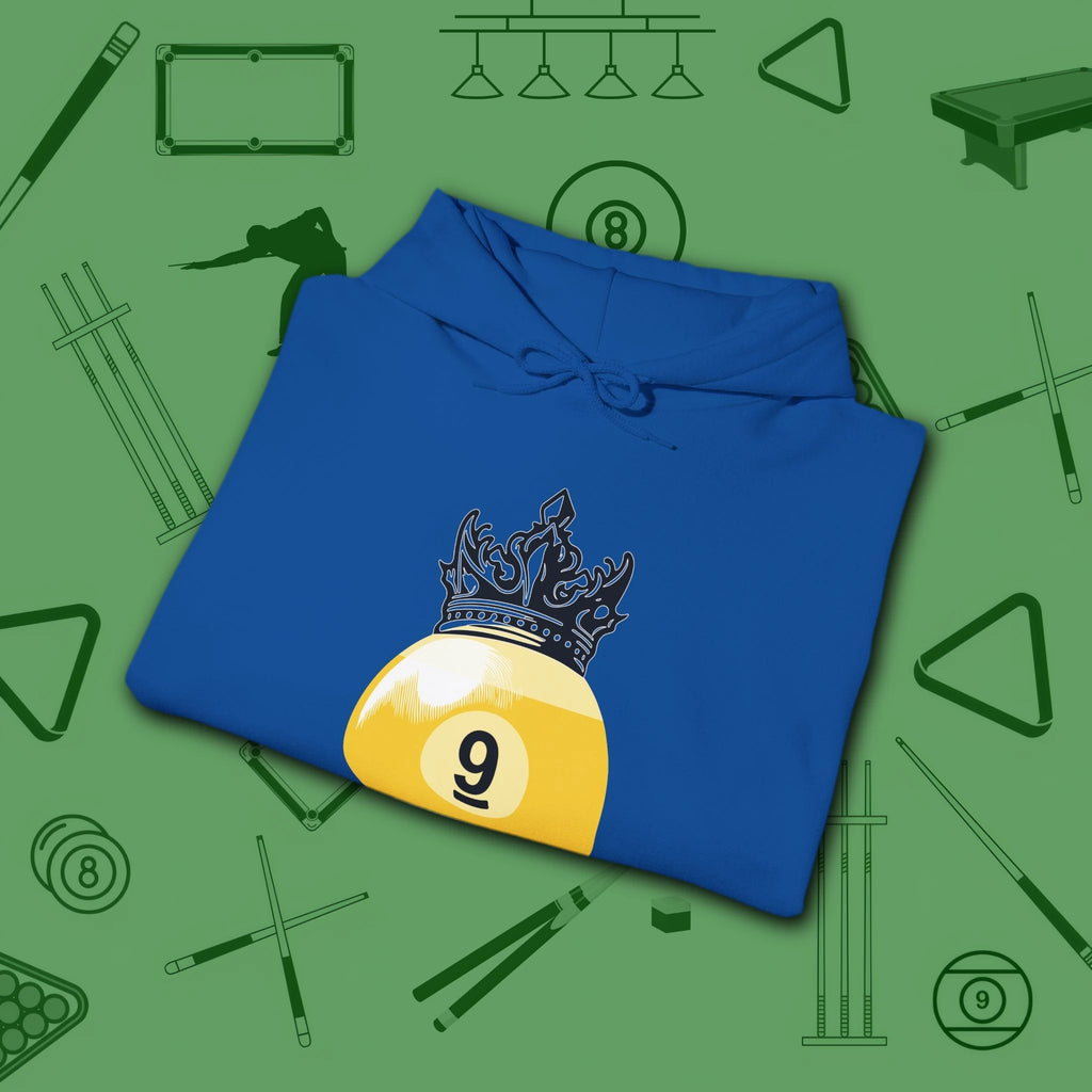 Table Royalty Hoodie, in Royal color, billiards shirt, folded view