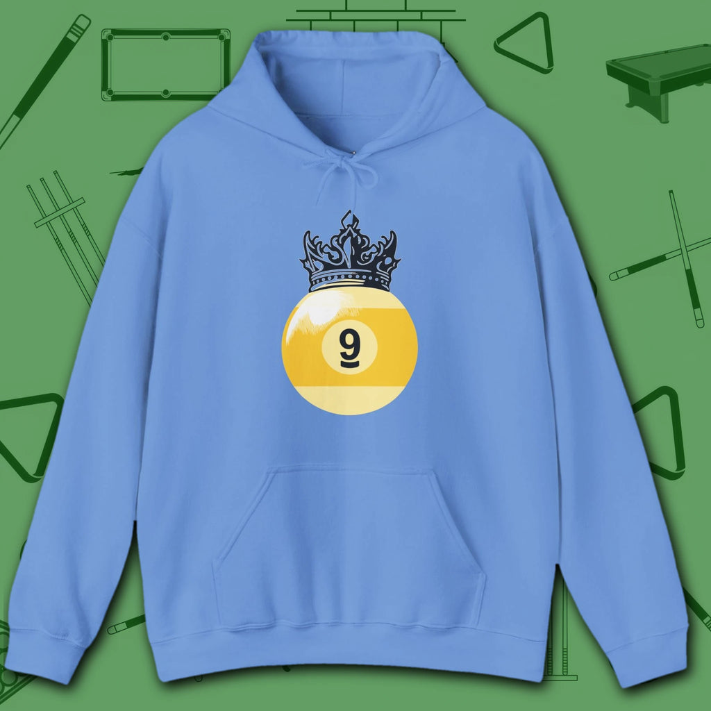 Table Royalty Hoodie, in Carolina Blue color, billiards shirt, front view