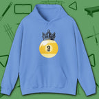 Table Royalty Hoodie, in Carolina Blue color, billiards shirt, front view