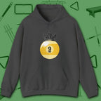 Table Royalty Hoodie, in Dark Heather color, billiards shirt, front view
