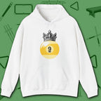 Table Royalty Hoodie, in White color, billiards shirt, front view