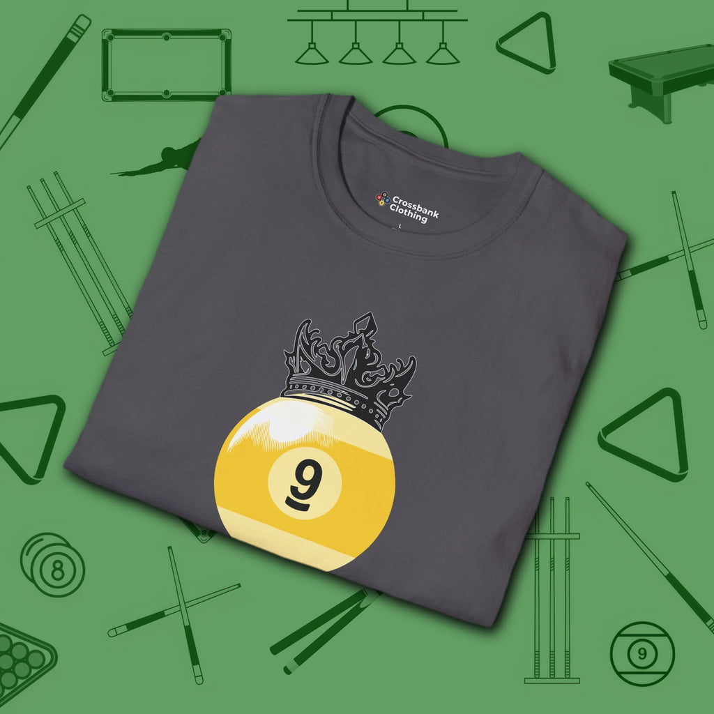 Table Royalty T-Shirt, in Charcoal color, billiards shirt, folded view