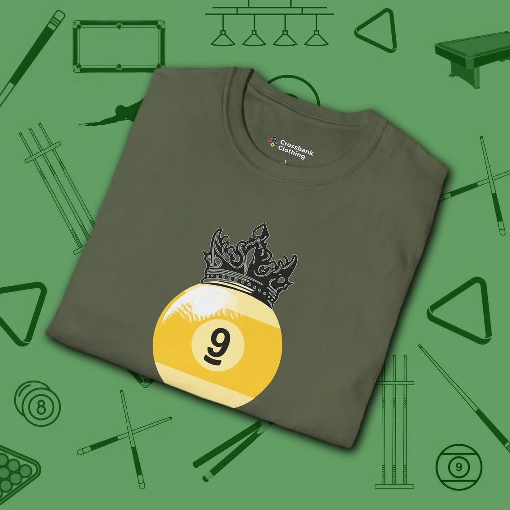 Table Royalty T-Shirt, in Military Green color, billiards shirt, folded view