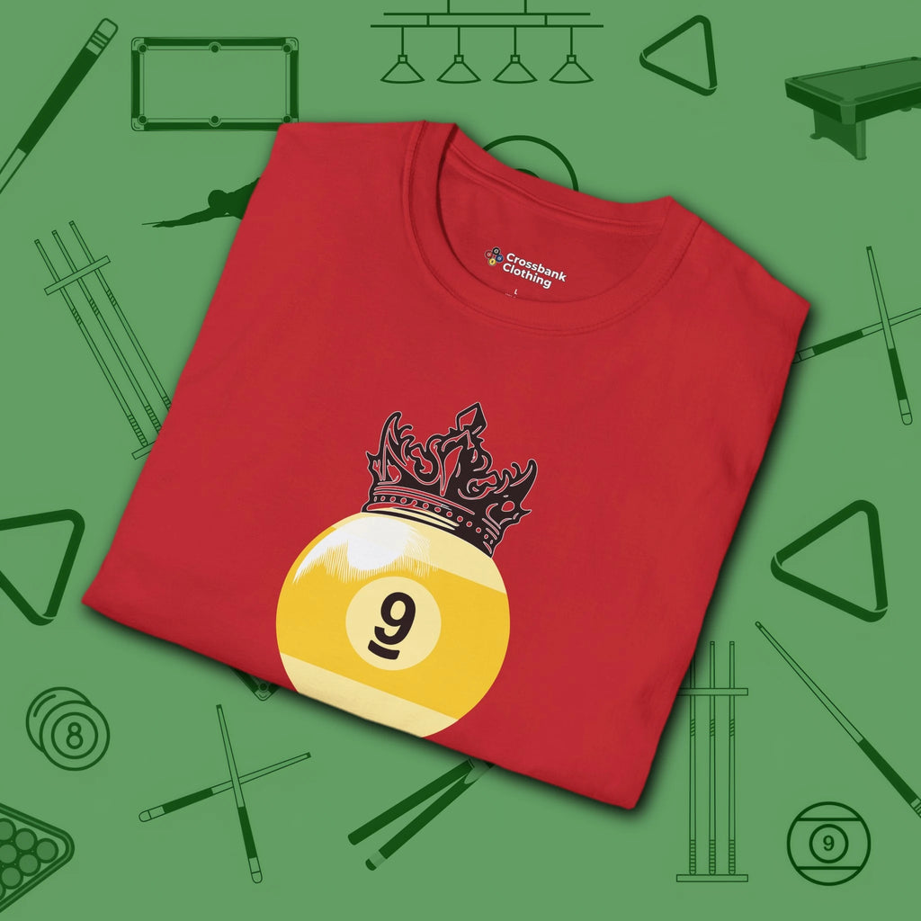 Table Royalty T-Shirt, in Red color, billiards shirt, folded view