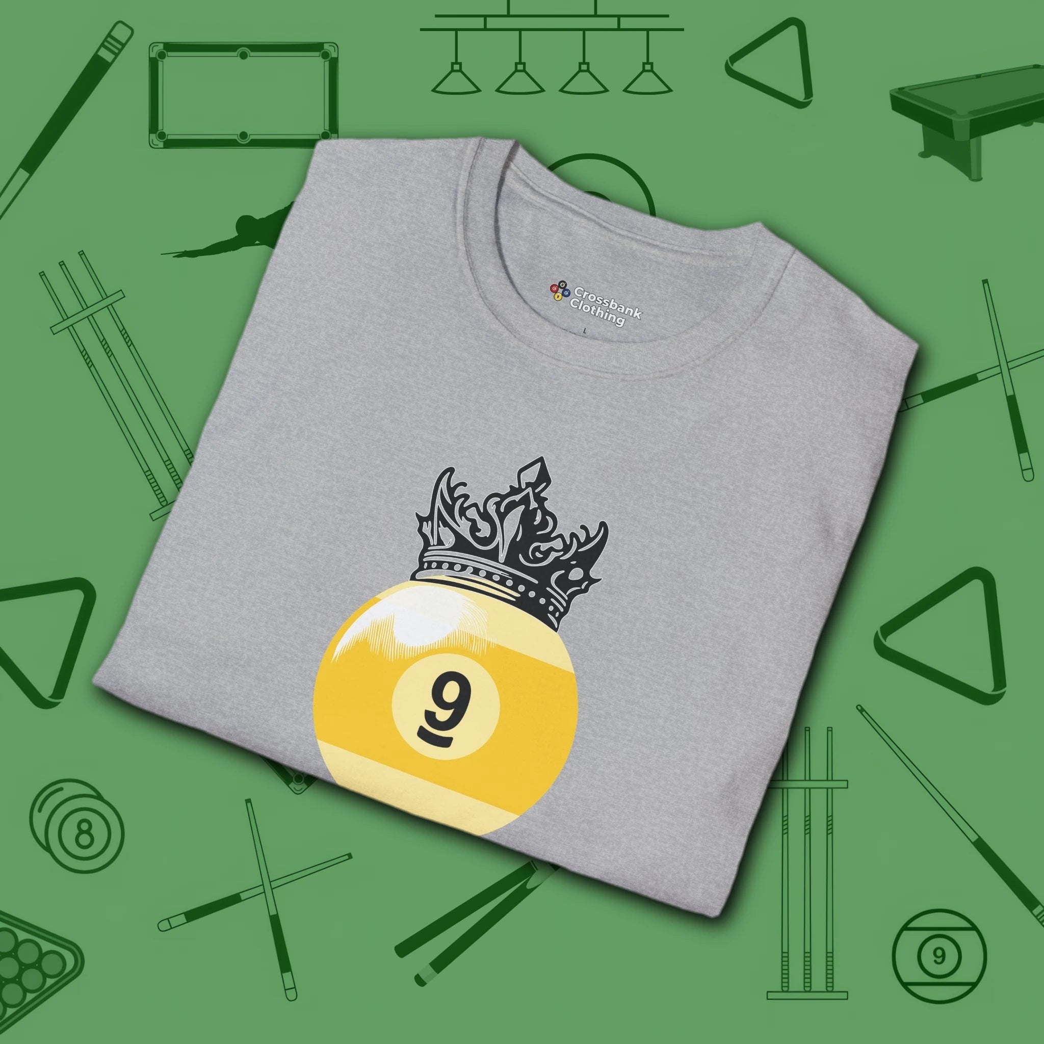 Table Royalty T-Shirt, in Sport Grey color, billiards shirt, folded view