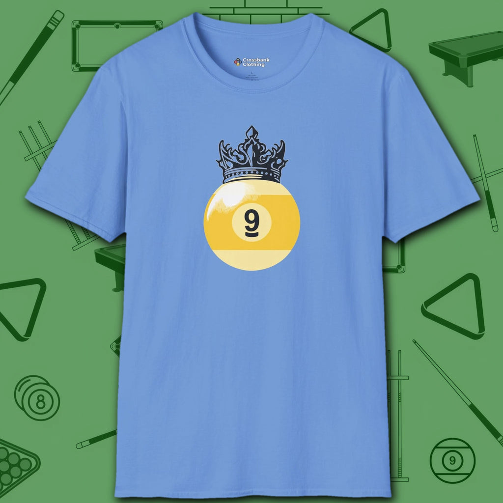 Table Royalty T-Shirt, in Carolina Blue color, billiards shirt, front view
