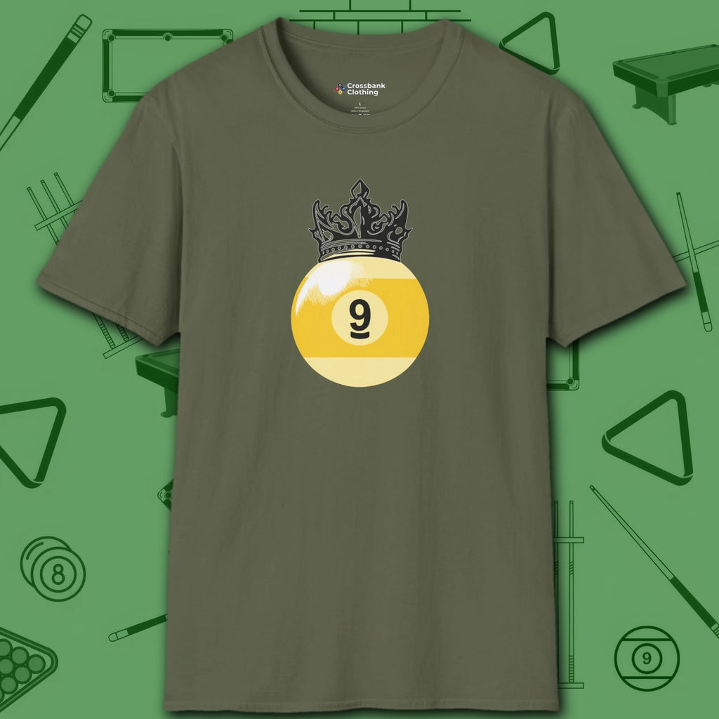 Table Royalty T-Shirt, in Military Green color, billiards shirt, front view