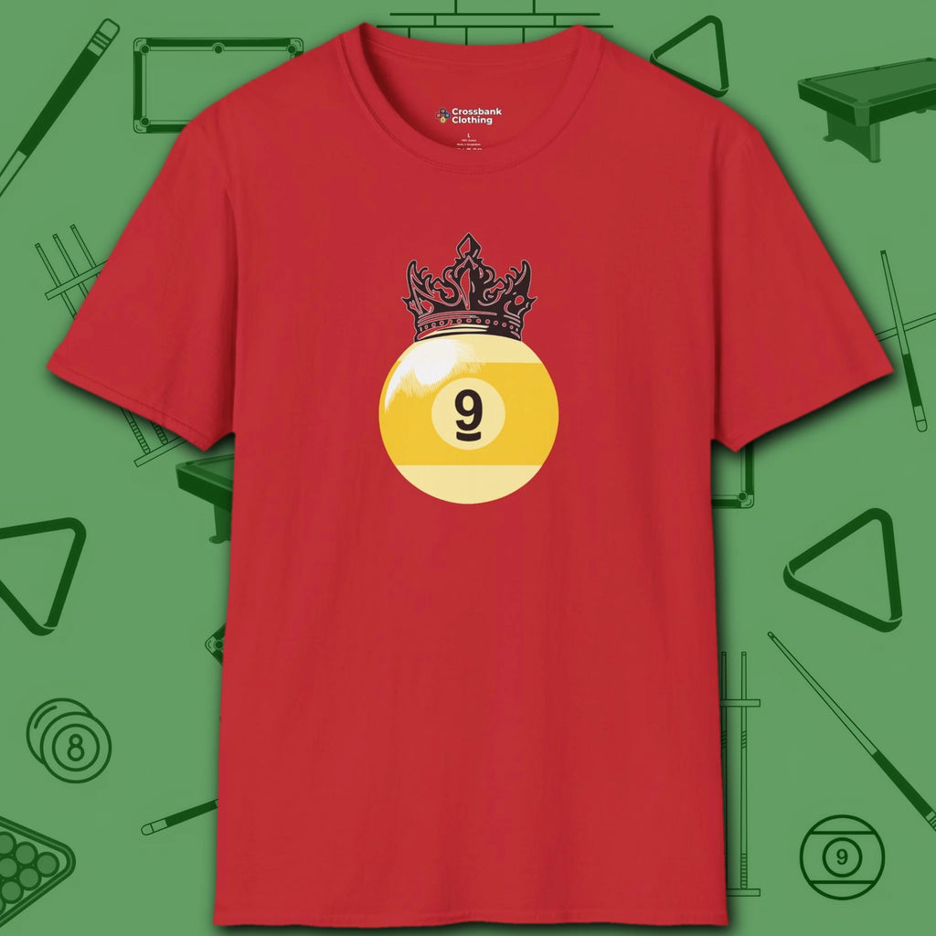 Table Royalty T-Shirt, in Red color, billiards shirt, front view