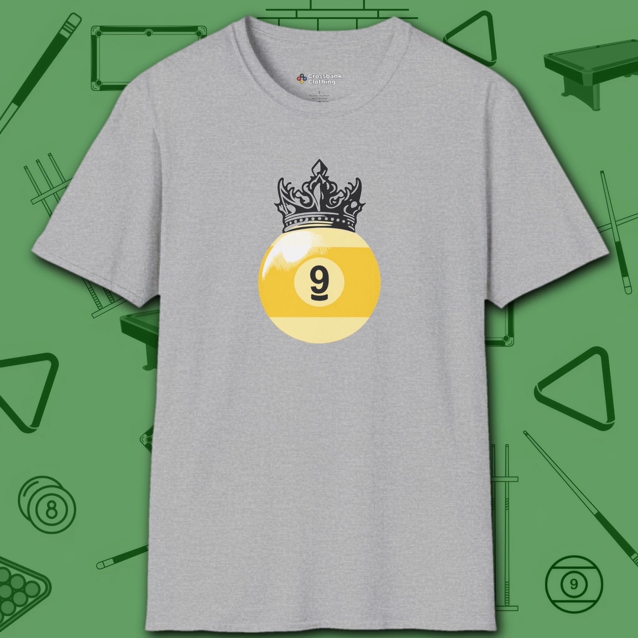Table Royalty T-Shirt, in Sport Grey color, billiards shirt, front view