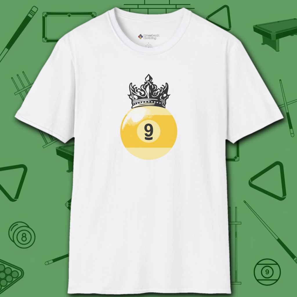 Table Royalty T-Shirt, in White color, billiards shirt, front view