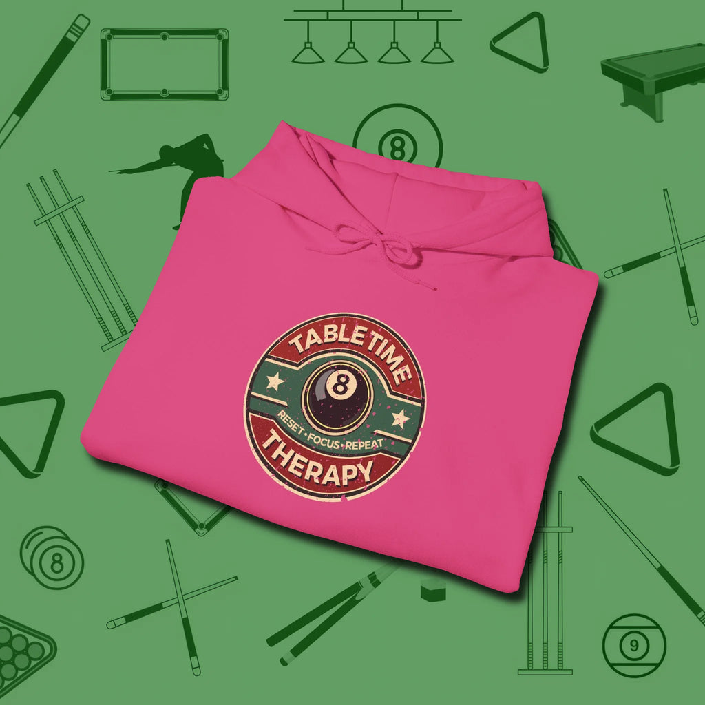 Table Time Therapy Hoodie, folded view, in Heliconia helps your stroke and your style