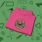 Table Time Therapy Hoodie, folded view, in Heliconia helps your stroke and your style