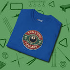Table Time Therapy T-Shirt, folded view, in Royal for shooters who dress like they play: sharp
