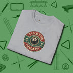 Table Time Therapy T-Shirt, folded view, in Sport Grey stitched for cue discipline and cool confidence