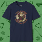 Talk is Cheap Billiards T-Shirt, front view, in Navy because the table is your battlefield
