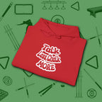 Talk Less Chalk More Hoodie, in Red color, billiards hoodie, folded view
